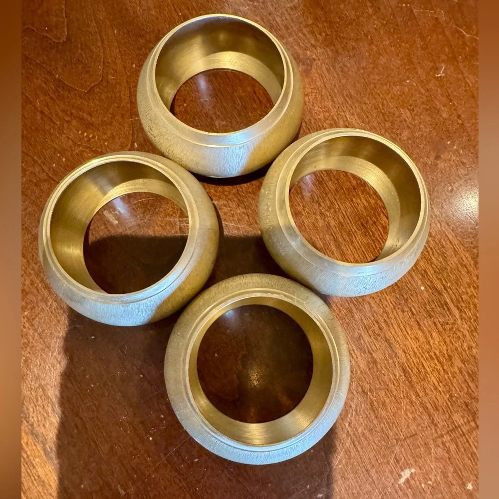 Vintage Pier 1 Brushed Metal Gold Napkin Rings (set of 4)